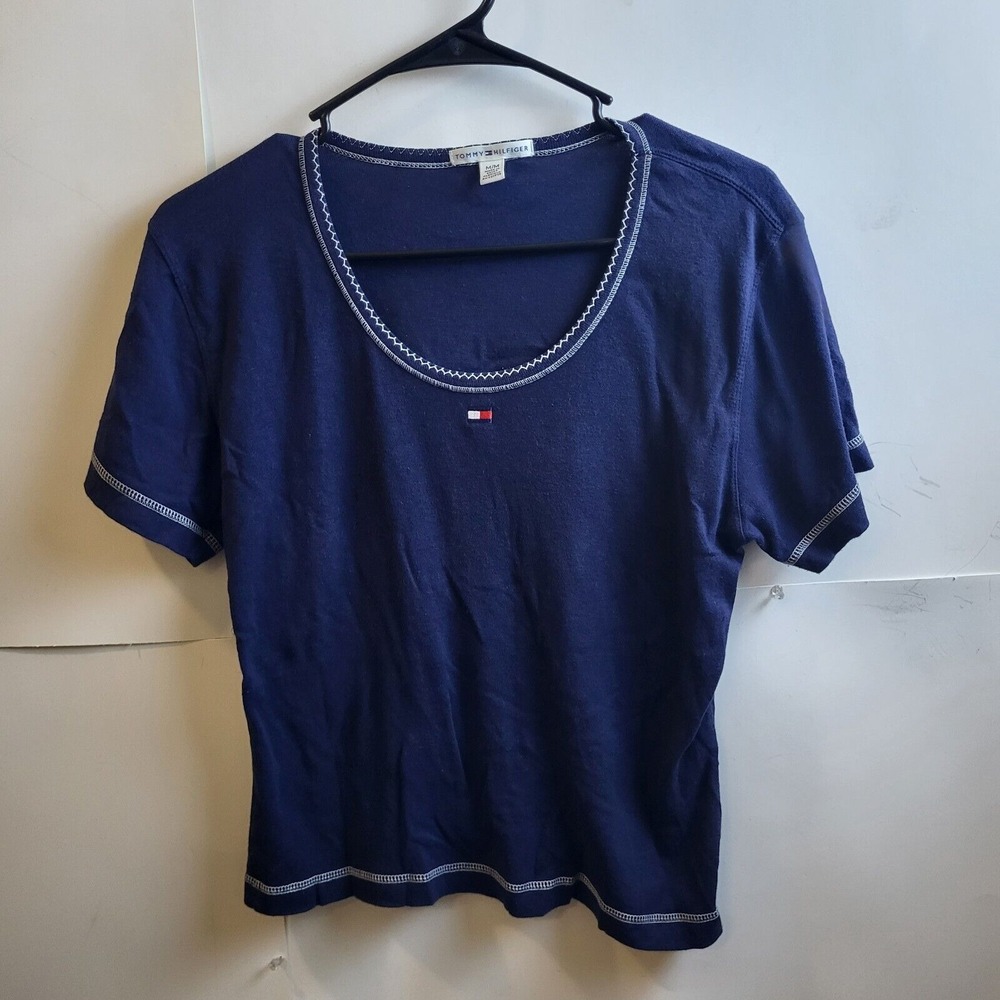 Tommy Hilfiger Girls Top Size‎ M Crop To Navy Blue